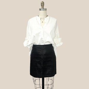 LOFT white cotton shirred henley - Size XS